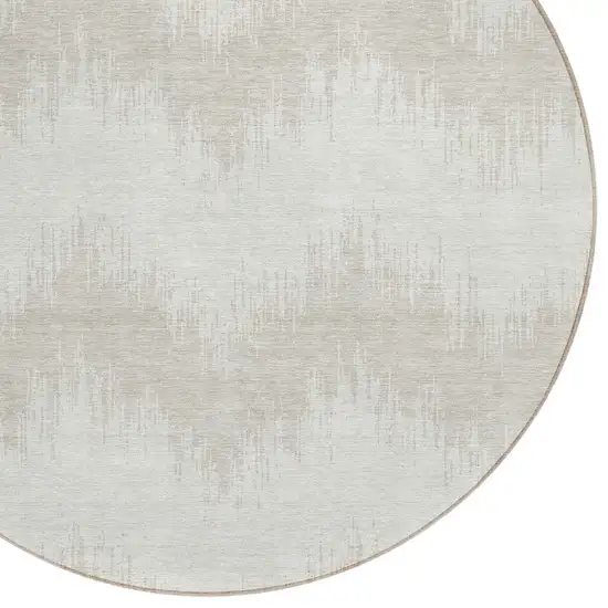 8' Ivory And Beige Round Chevron Washable Indoor Outdoor Area Rug Photo 4