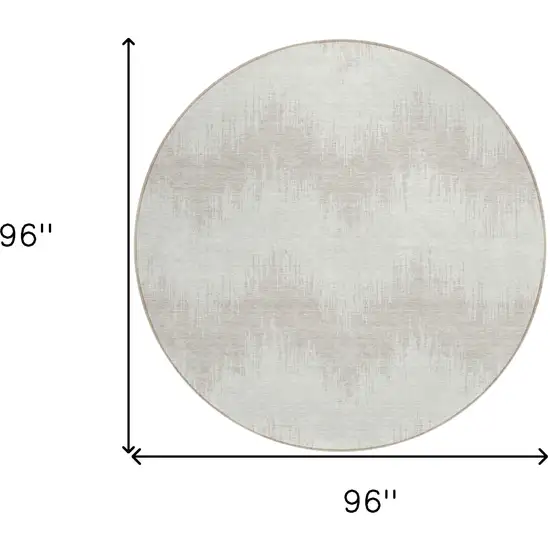 8' Ivory And Beige Round Chevron Washable Indoor Outdoor Area Rug Photo 3