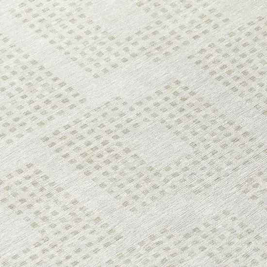8' Ivory And Beige Round Geometric Washable Indoor Outdoor Area Rug Photo 8