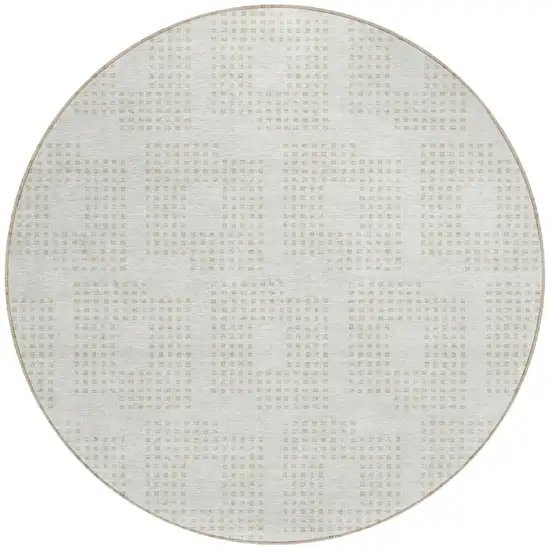 8' Ivory And Beige Round Geometric Washable Indoor Outdoor Area Rug Photo 5