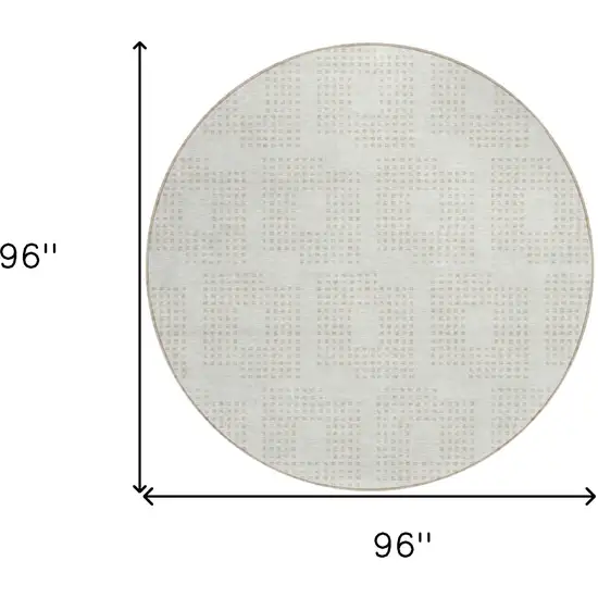 8' Ivory And Beige Round Geometric Washable Indoor Outdoor Area Rug Photo 3