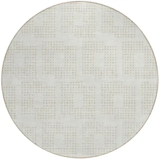 8' Ivory And Beige Round Geometric Washable Indoor Outdoor Area Rug Photo 2