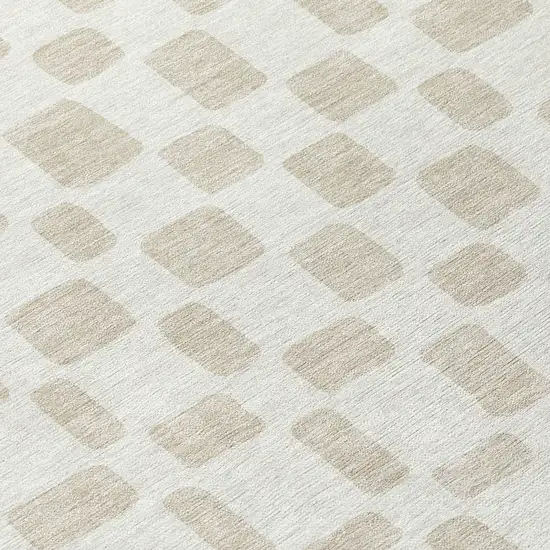 8' Ivory And Brown Round Geometric Washable Indoor Outdoor Area Rug Photo 8