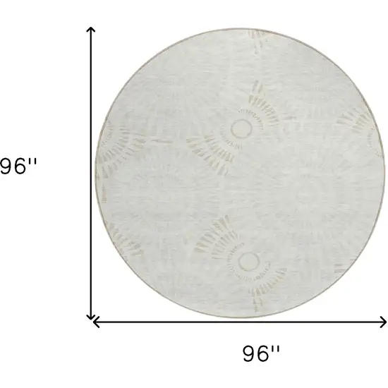 8' Ivory And Gray Round Geometric Washable Indoor Outdoor Area Rug Photo 3