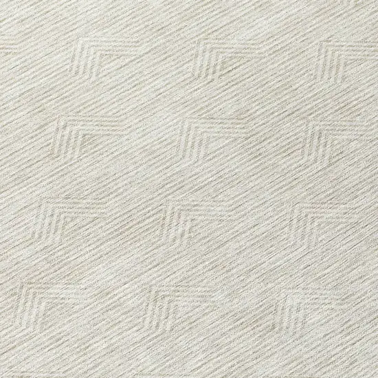 8' Ivory And Gray Round Geometric Washable Indoor Outdoor Area Rug Photo 8