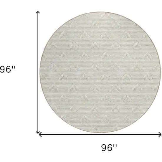 8' Ivory And Gray Round Geometric Washable Indoor Outdoor Area Rug Photo 3
