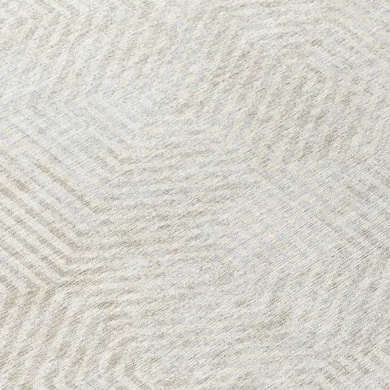 8' Ivory And Gray Round Geometric Washable Indoor Outdoor Area Rug Photo 8