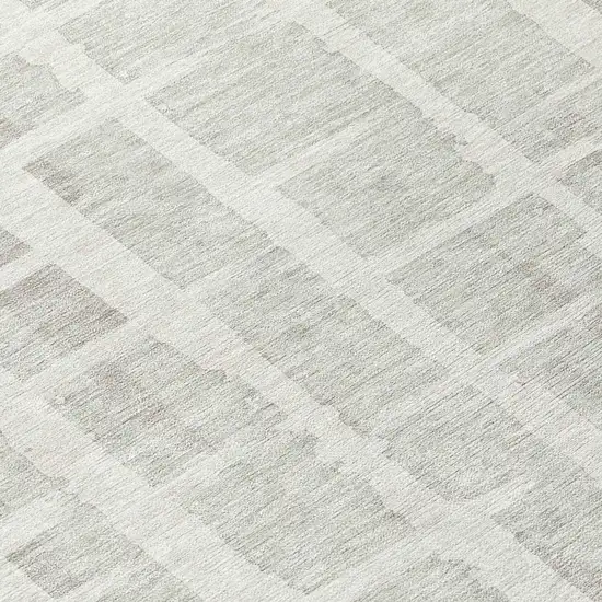 8' Ivory And Gray Round Striped Washable Indoor Outdoor Area Rug Photo 8