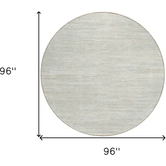 8' Ivory And Gray Round Striped Washable Indoor Outdoor Area Rug Photo 3