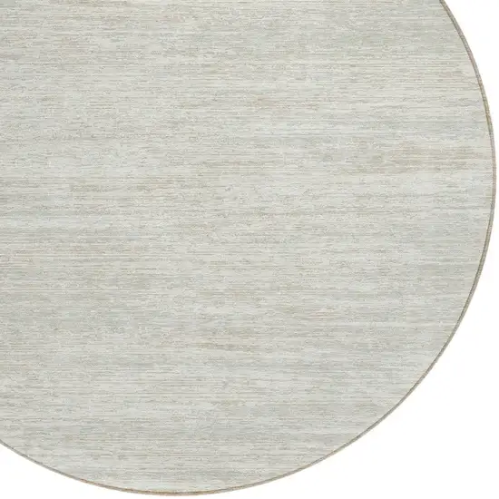 8' Ivory And Gray Round Striped Washable Indoor Outdoor Area Rug Photo 4