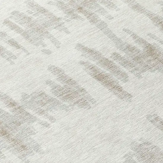 8' Ivory Brown And Gray Round Striped Washable Indoor Outdoor Area Rug Photo 8