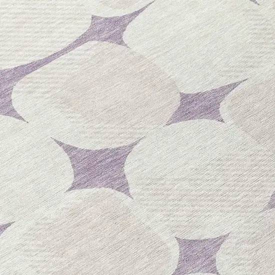 8' Lavender Beige And Ivory Round Abstract Washable Indoor Outdoor Area Rug Photo 8