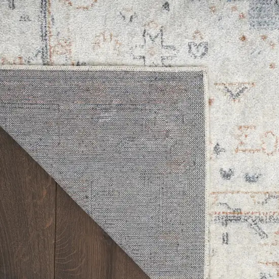 12' Light Blue Oriental Power Loom Distressed Washable Runner Rug Photo 9