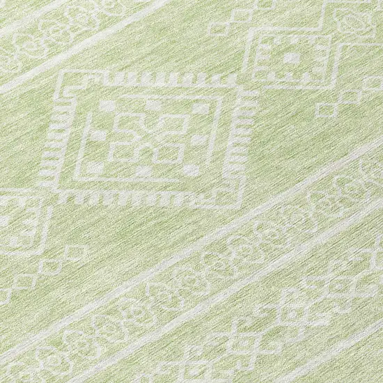 8' Mint Green And Ivory Round Southwestern Washable Indoor Outdoor Area Rug Photo 7