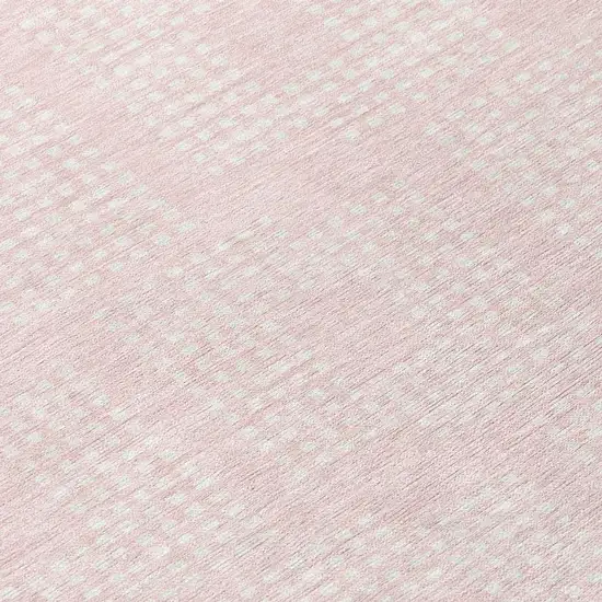 8' Pink And Ivory Round Geometric Washable Indoor Outdoor Area Rug Photo 8