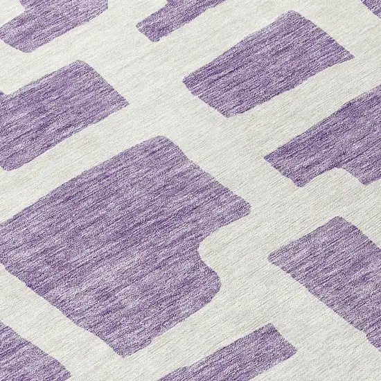 8' Purple And Ivory Round Abstract Washable Indoor Outdoor Area Rug Photo 7