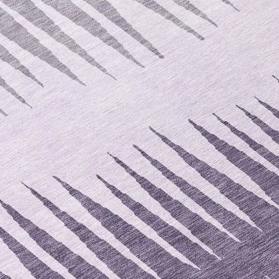 8' Purple Lavender And Gray Round Striped Washable Indoor Outdoor Area Rug Photo 8