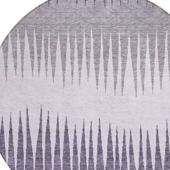8' Purple Lavender And Gray Round Striped Washable Indoor Outdoor Area Rug Photo 4