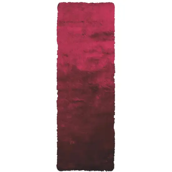 6' Merlot Shag Hand Tufted Runner Rug Photo 2