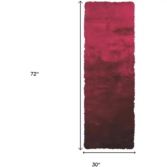 6' Merlot Shag Hand Tufted Runner Rug Photo 5