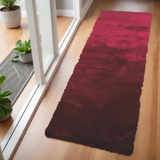 6' Merlot Shag Hand Tufted Runner Rug Photo 1