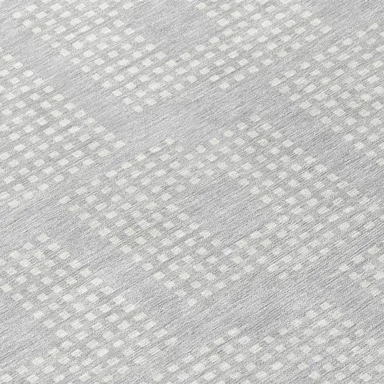 8' Silver And Ivory Round Geometric Washable Indoor Outdoor Area Rug Photo 8