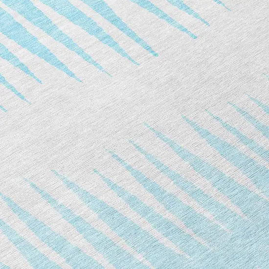 8' Sky Blue And Gray Round Striped Washable Indoor Outdoor Area Rug Photo 8