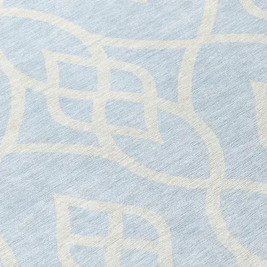 8' Sky Blue And Ivory Round Trellis Washable Indoor Outdoor Area Rug Photo 8