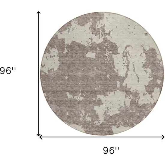 8' Taupe And Beige Round Abstract Washable Indoor Outdoor Area Rug Photo 3