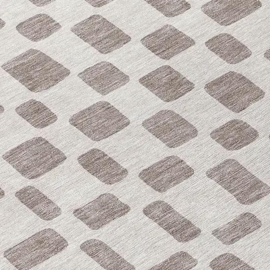 8' Taupe And Beige Round Geometric Washable Indoor Outdoor Area Rug Photo 8