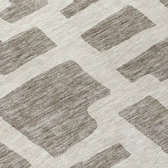 8' Taupe And Gray Round Abstract Washable Indoor Outdoor Area Rug Photo 8