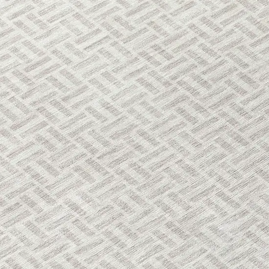 8' Taupe And Silver Round Geometric Washable Indoor Outdoor Area Rug Photo 8