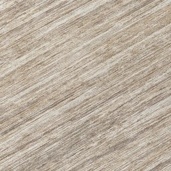 8' Taupe Gray And Ivory Round Striped Washable Indoor Outdoor Area Rug Photo 8