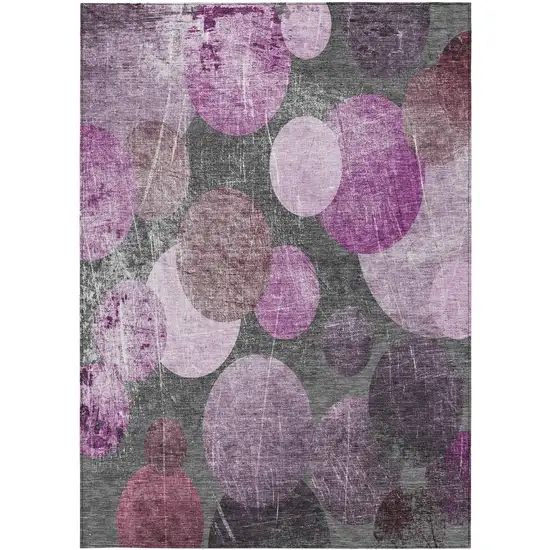 3' X 4' Gray and Purple Abstract Washable Non Skid Indoor Outdoor Area Rug Photo 5