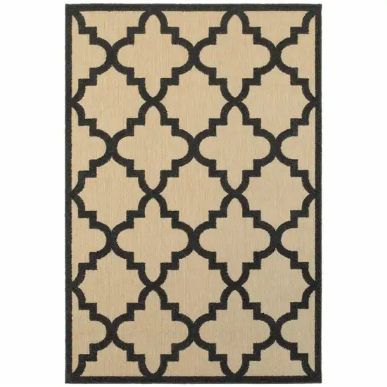 4' X 6' Sand Geometric Stain Resistant Indoor Outdoor Area Rug Photo 1