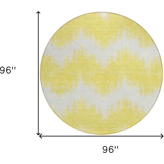 8' Yellow And Gray Round Chevron Washable Indoor Outdoor Area Rug Photo 3