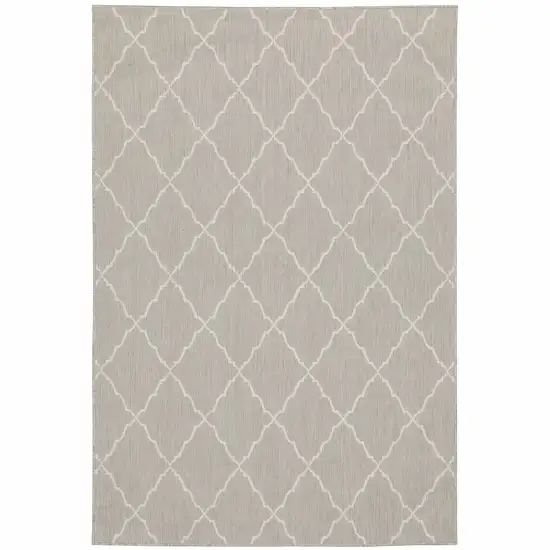 10'x13' Gray and Ivory Trellis Indoor Outdoor Area Rug Photo 1