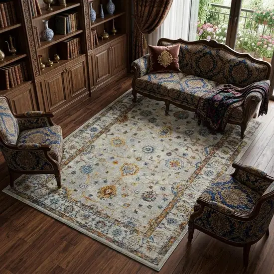 Gray Rust And Blue Area Rug Photo 1