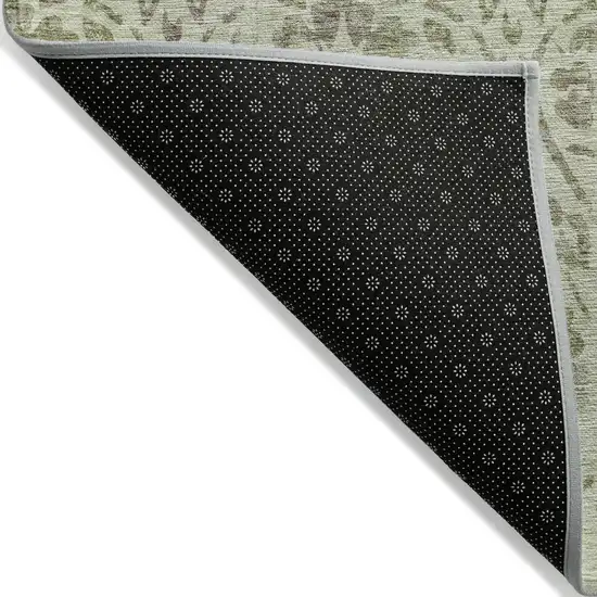 Artichoke Green And Brown Floral Washable Indoor Outdoor Area Rug Photo 4