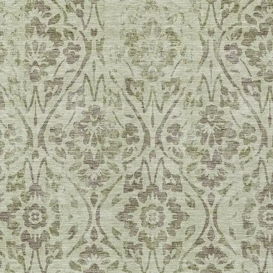 Artichoke Green And Brown Floral Washable Indoor Outdoor Area Rug Photo 6
