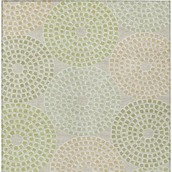 Artichoke Green And Brown Geometric Washable Indoor Outdoor Area Rug Photo 8