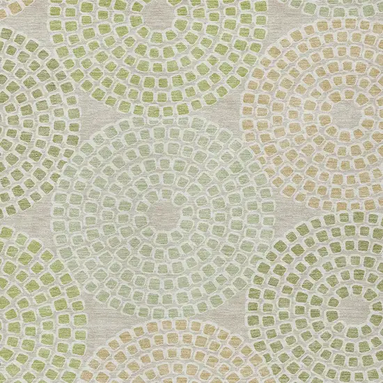 Artichoke Green And Brown Geometric Washable Indoor Outdoor Area Rug Photo 7
