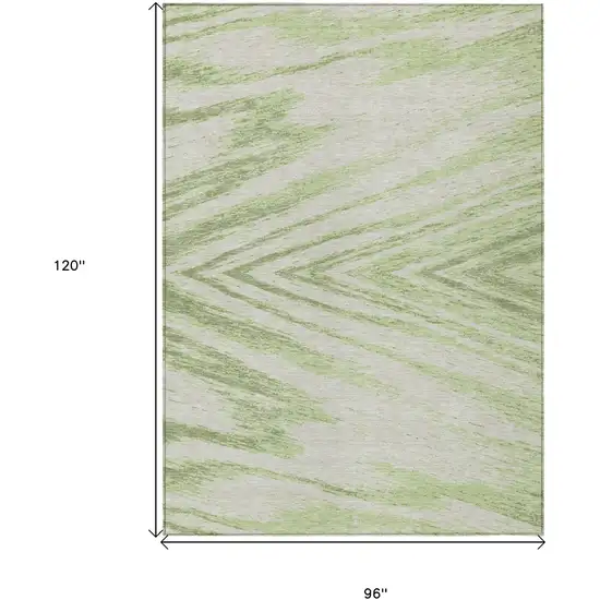 Artichoke Green And Gray Abstract Washable Indoor Outdoor Area Rug Photo 3