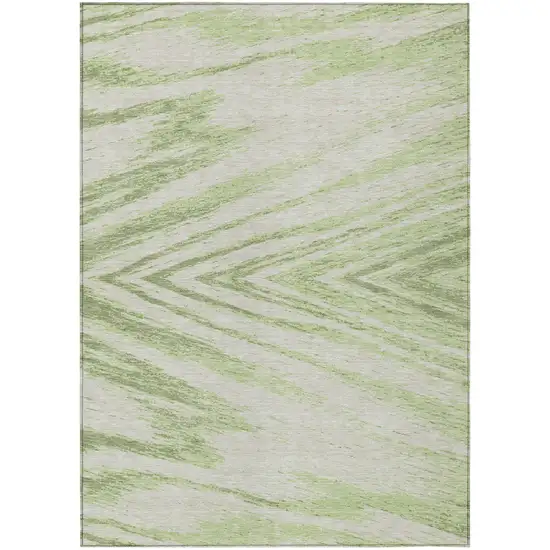 Artichoke Green And Gray Abstract Washable Indoor Outdoor Area Rug Photo 2