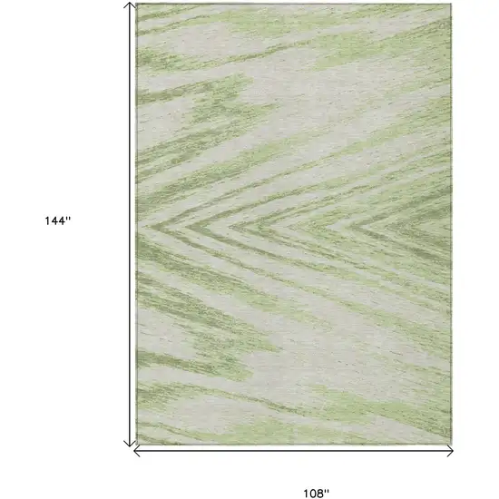 Artichoke Green And Gray Abstract Washable Indoor Outdoor Area Rug Photo 3