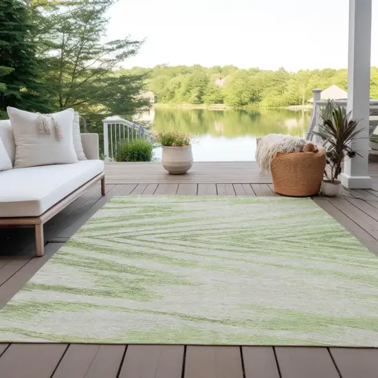 Artichoke Green And Gray Abstract Washable Indoor Outdoor Area Rug Photo 7