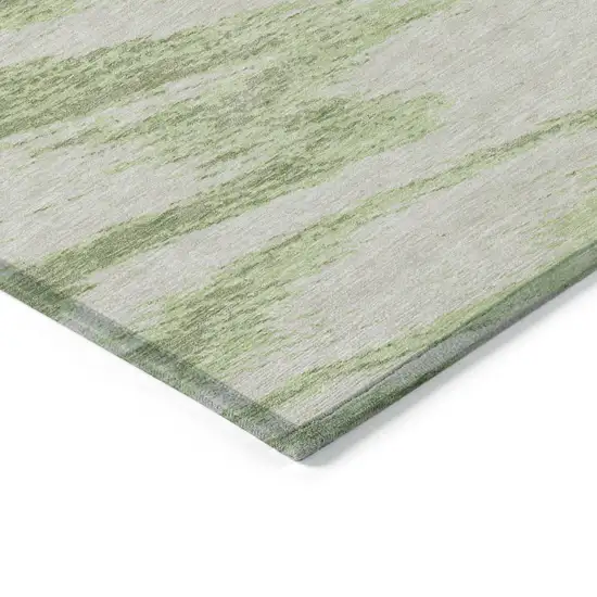 Artichoke Green And Gray Abstract Washable Indoor Outdoor Area Rug Photo 5