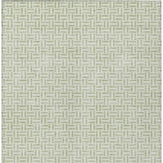 Artichoke Green And Gray Geometric Washable Indoor Outdoor Area Rug Photo 7