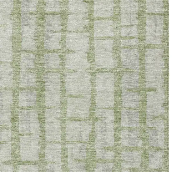 Artichoke Green And Gray Striped Washable Indoor Outdoor Area Rug Photo 6