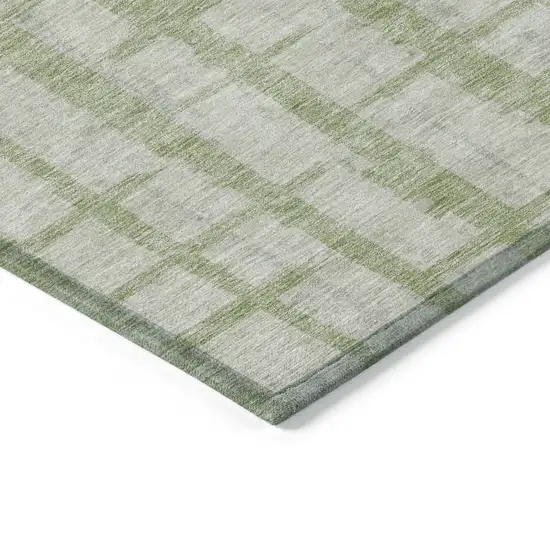 Artichoke Green And Gray Striped Washable Indoor Outdoor Area Rug Photo 5